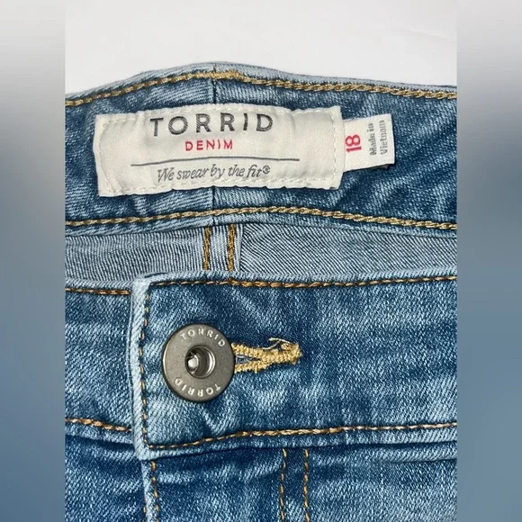 Torrid Blue Jean Shorts with Lace Trim - Picture 3 of 4